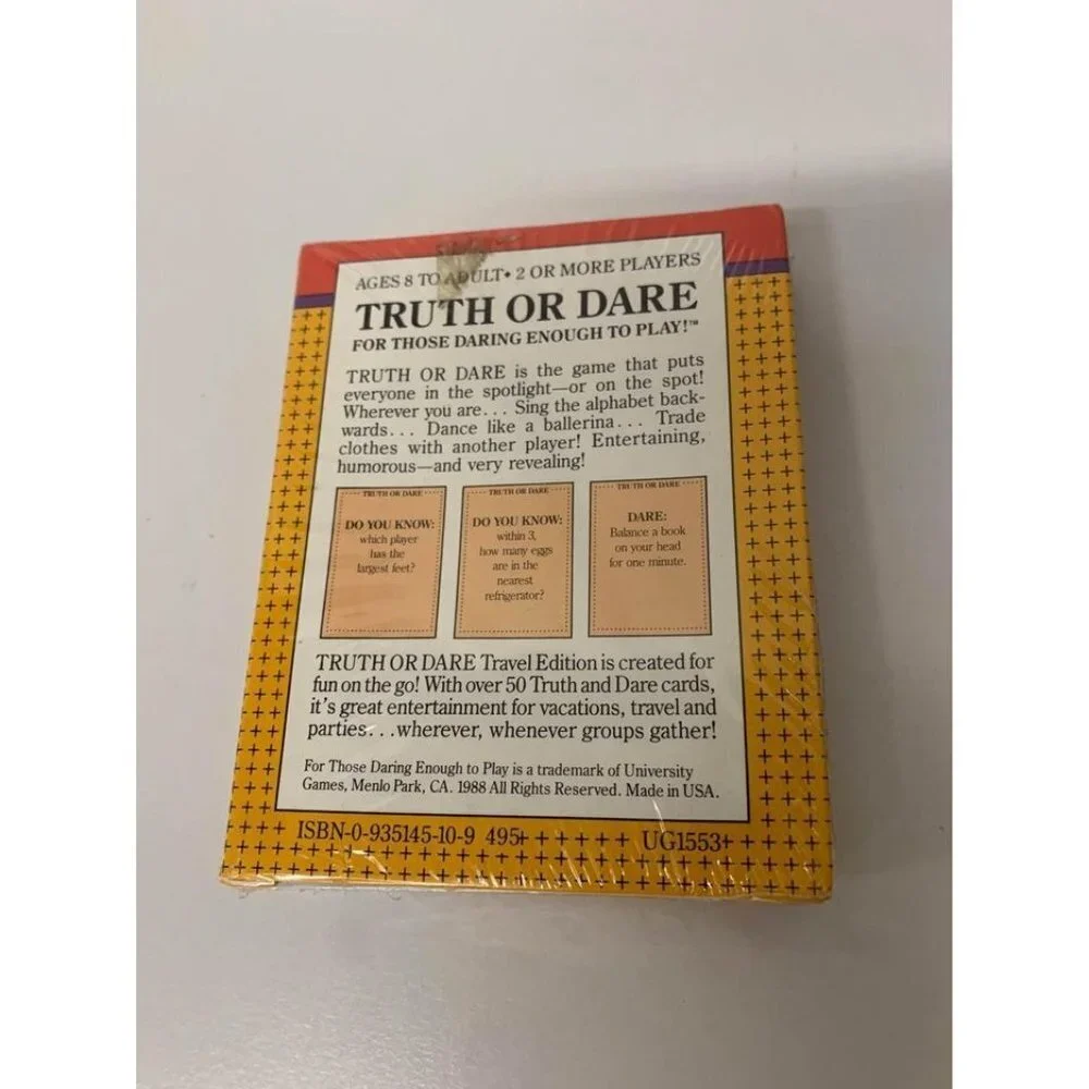 Vintage 1988 Truth Or Dare Party Card Game